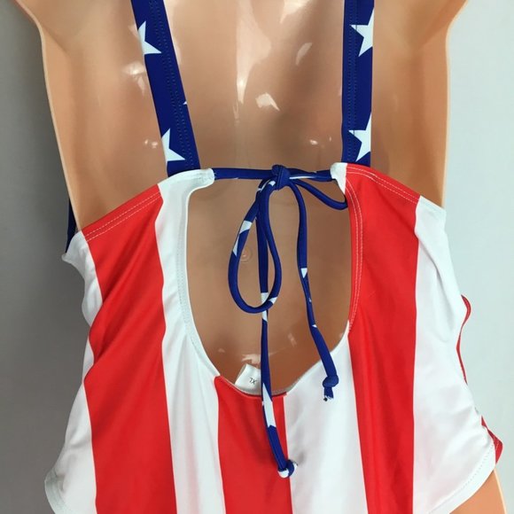 5/$25 Red White and Blue One Piece Cutout Swimsuit - Picture 5 of 10